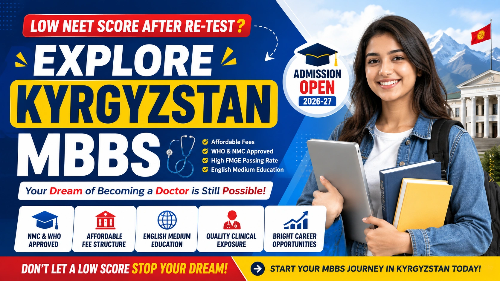 Low NEET Score After Re-Test? Explore Kyrgyzstan MBBS